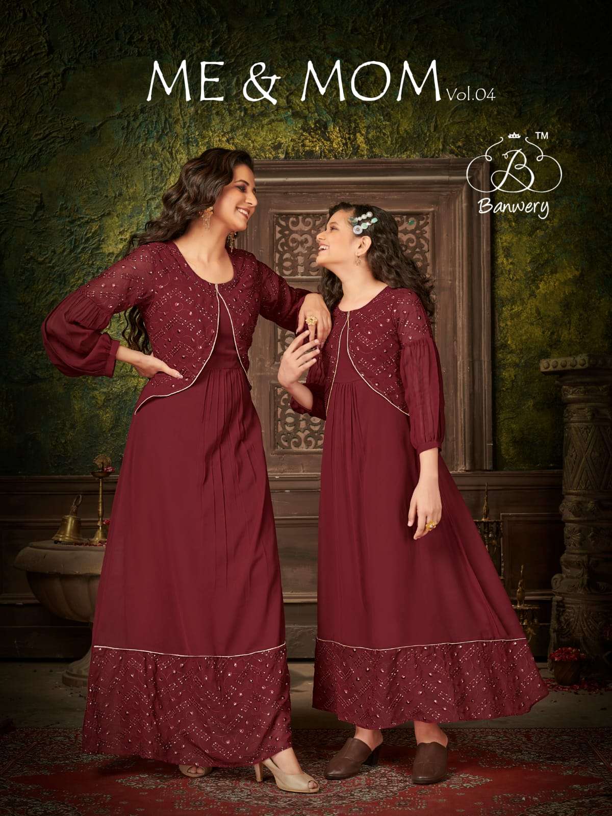 BANWERY PRESENTS ME & MOM VOL 4 GEORGETTE EMBROIDERY WHOLESALE GOWN